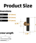 10 Pack Knurled Cabinet Knobs Matte Black And Champagne Bronze Set dimensions diagram with measurements and screw length