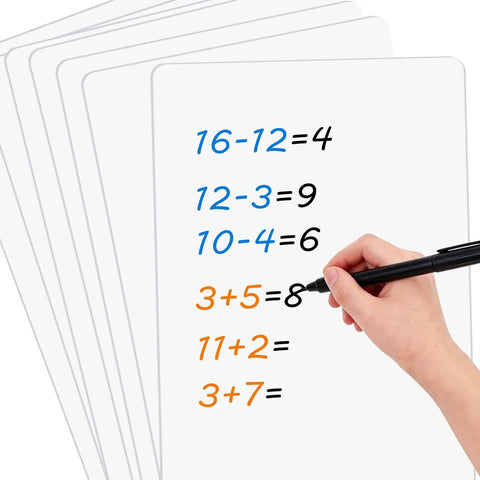 Hand writing on 10 Pack Small Whiteboards Double Sided Dry Erase Boards 12x8 Inches Writable Erasable For Office Home Classroom Math And Drawing Bulk Set For Easy Notes To Do Lists And Brainstorming with equations
