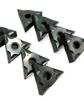 Ten Pack TNMG160404 And 08 Carbide Turning Inserts For External Metal Lathe Work featuring sharp triangular design and durable LT10 grade material.