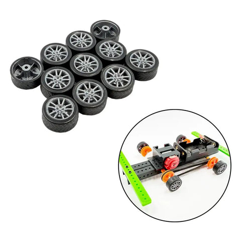 RC Car Wheel Set 30 Small Rubber Wheels With 15 Round Shafts Axles For RC Cars Trucks Robots DIY Model Toy Building Project Silver 2x16mm