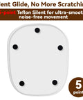 Bottom view of Heavy Duty Stand Mixer Slider For K5SS And Pro 500 Series showing 5-point Teflon silent pads for stable glide.