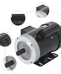 Half HP Single Phase Electric Motor 1725 RPM TEFC 115 230V Copper Windings Steel Plate Compact Black Unit For Industrial