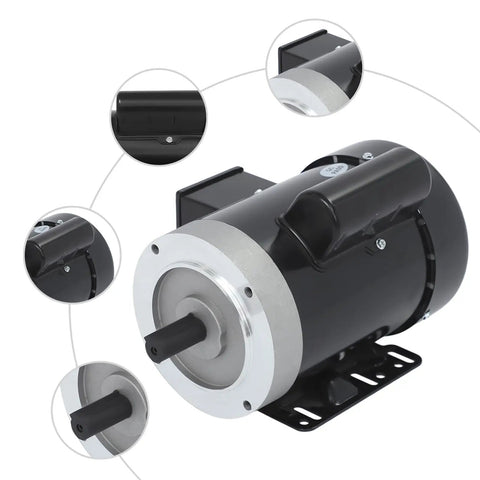 Half HP Single Phase Electric Motor 1725 RPM TEFC 115 230V Copper Windings Steel Plate Compact Black Unit For Industrial