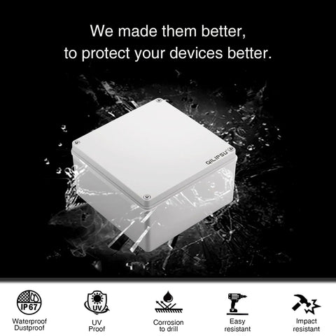 Outdoor Junction Box IP67 Waterproof Project Box Made From Durable ABS Plastic Weatherproof Electrical Enclosure With Gray Cover And Mounting Plate