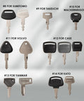 Heavy Equipment Master Pro Grade Key Set For Construction Machinery With 43 Keys For 21 Major Brands Including keys for Sumitomo, Volvo, Case, Yanmar