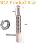 Beefy M12 Retractable Indexing Plunger Pin 2 Pack Slick Telescopic Locking Hardware Heavy Duty Stainless Steel size details.