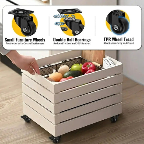 Low Profile One Inch Caster Wheels For Furniture Set Of Four Big Time Mobility With Zero Fuss TPR Rubber cabinet on basket.