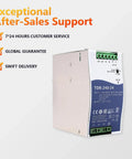 Heavy Duty Rock Solid 240W Din Rail Power Supply 24V DC 10A Amps ultra slim fanless metal box on white background.