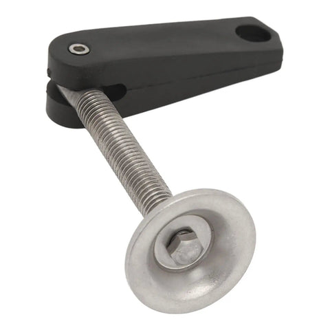 Close-up of stainless steel Outboard Transom Clamp Screw And Handle Assembly for 40HP E40G Boats, OE 6E0 43118 00 and 6E0 43118 01