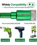 Diamond Core Drill Bit Kit With Vacuum Brazed Technology For Dry Drilling Tile Porcelain Ceramic Stone; drill bit and tools displayed