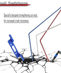 Beef Up Your One Tenth Slash 2WD RC Car With An Aluminum Front And Rear Sway Bar Kit in blue, red, silver bars on cracked surface