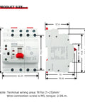 Dimensions and details of Automatic Transfer Switch 4P 63A AC 220V For UPS And Home Power Backup Millisecond Level ATS Auto Manual Switch