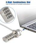 Heavy Duty Laptop Cable Lock With A Beefy Steel Core And Slick Combo Code to Lock Down iPads Tablets Laptops And Macbooks, close-up of 4-digit combo dial.