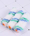 Three 24 Pack Mini Paint Roller Covers with Hella Smooth Polyester Sleeves designed for touch ups and tight corners.