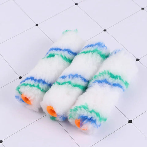 Three 24 Pack Mini Paint Roller Covers with Hella Smooth Polyester Sleeves designed for touch ups and tight corners.
