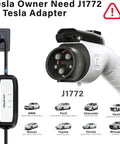 Level One Portable EV Charger 15 Amp 110 Volt With 21 Foot Extension Cord For Easy Home Charging Plug In NEMA 5 15P SAE J1772 Compatible Tesla With Adapter Great For Plug In At Home Or Work charger with adapter guide for Tesla.
