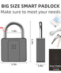 Heavy Duty Fingerprint Padlock With Bluetooth Outdoor Waterproof Smart Lock For Gates Fences Lockers Gyms Cabinets And Warehouses App Enabled 15 Fingerprints Includes 2 Keys shown in size guide with accessories