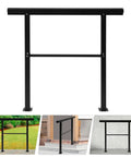 Badass Built Adjustable Stair Handrail Heavy Duty Zinc Steel Safety Railing With Sanded Finish And Mounting Hardware For Outside Steps And Porches Quick Bolt Up Setup, black adjustable handrail for exterior use.