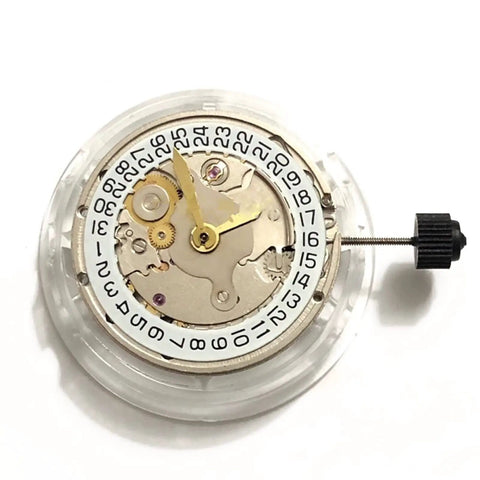 Close-up of Eta 2824 Movement Replacement Kit For Automatic Watches DIY Friendly Repair Tool Set With Date Display 上海 Clone Parts Durable Spare Movement Designed For Asia Shanghai 2824 Compatibility And Easy Swap.