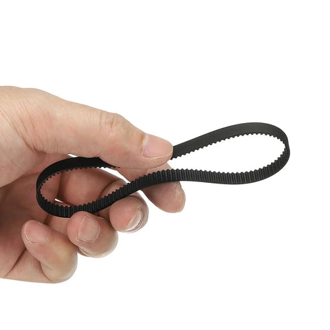 Hand holding 2GT Timing Belt Closed Loop For 3D Printer, 6mm Wide By 250mm Long, 125 Teeth, Reinforced Rubber With Fiberglass