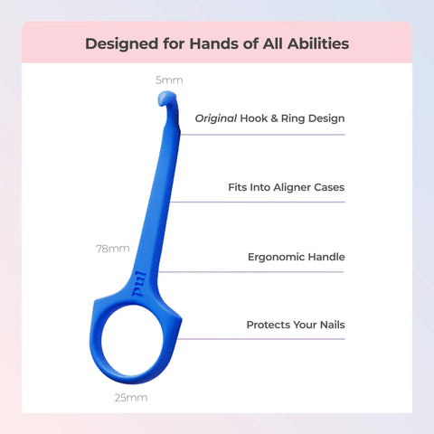 Pack Of 2 Aligner Removal Tools For Clear Aligners And Retainers Easy Grip Invisalign Remover Tool And Retainer Hook For Trays Night Guards Reusable Accessories Purple 78mm blue hook design