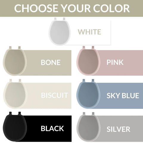 Color options for Heavy Duty Wood Toilet Seat With Quick Release Hinges For Easy Cleaning, Tight Bolts That Never Loosen, Never Wobbles, Made In USA Round Design, Sleek Contours, Durable Comfort For Modern Bathrooms