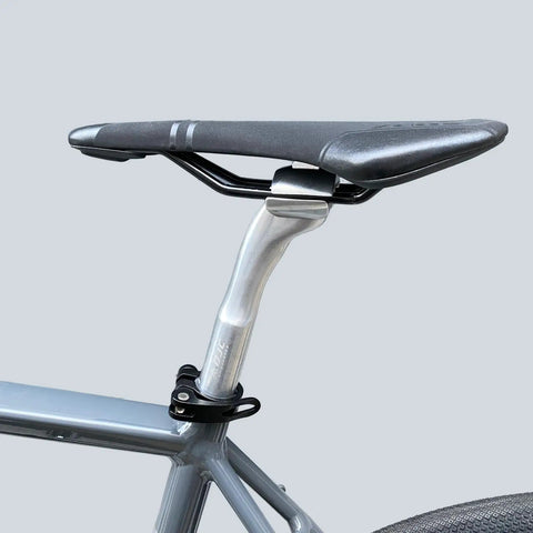 Seat Post For BMX And Fixed Gear, Chrome Molybdenum Steel, rear floating design on a bicycle, showcasing durable steel construction