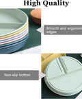 Four Piece Nine Inch Portion Control Divided Plate Set For Adults Three Compartments Stackable And Lightweight Dishwasher Safe