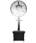 Heavy Duty Oscillating Pedestal Fan With Built In Mister And Nine Gallon Tank Three Speed Settings for outdoor cooling.