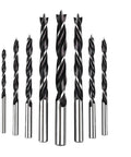 10 Piece Cobalt Coated HSS Wood Drill Bit Set, 3 to 20 mm, twist flute design for easy debris removal, shown in ascending size order.