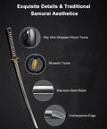 Unsharpened Stainless Steel Katana Iaito For Iaido Practice, 28.5 Inch Blade With Bo-Hi Fuller, ray-skin tsuka and Musashi tsuba details