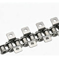 Heavy Duty 08B-1 Roller Chain Made From Top Tier 304 Stainless Steel with Double Bent Ears visible in close-up detail.
