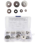 70 Piece Stainless Steel Heavy Duty Flat Washer Kit In 7 Sizes For M5 Screws Prevent Loosening And Protect Parts On Machinery Vehicles Outdoor Equipment Cars Trucks Buses Construction Gear And Wind Power Equipment, assorted washers in case