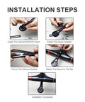 Installation steps for Alloy Aero Integrated Out Front Handlebar Mount for cyclists, showing attachment process and silicone gasket.
