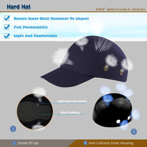Lightweight Safety Bump Cap With Removable ABS Shell And Foam Padding Navy M118