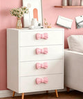 Top Tier Pink Bow Ceramic Cabinet Knobs And Decorative Drawer Pulls With Mounting Screws For Single Hole Furniture Updating That Chic Coquette Vibe That Truly Hits Different Daily on white dresser.