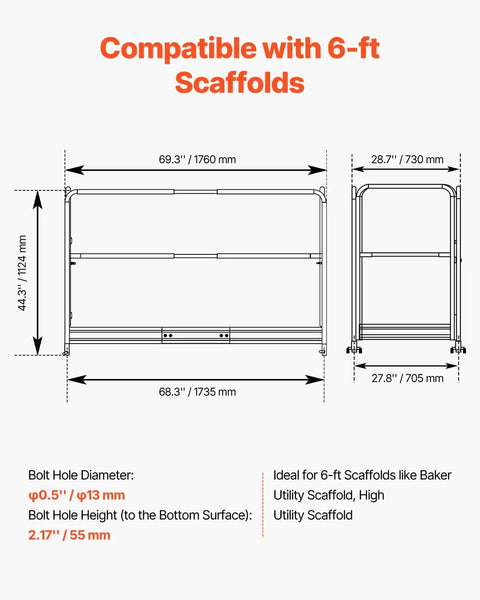 Heavy Duty 6 Foot Scaffolding Safety Guardrail Built Legit Tough With Rustproof Solid Carbon Steel Baker Style Platform Accessory Rock Solid Yellow Rail To Keep Your Crew Locked In On Every Work Site
