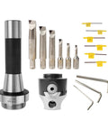 R8 Boring Head With Two Inch Shank Boring Tool Set And Six Piece One Half Inch Carbide Boring Bar Set With Inserts Included