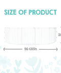 56 to 130 Inch Wide Baby Gate and Play Yard, 2 in 1 Adjustable Safety Gate for Doorways and Bottom of Stairs, product size diagram