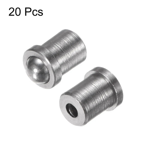 Top Shelf 304 Stainless Steel Ball Spring Plungers 20 Pack 3mm X 4mm Silver Detent Pins for furniture and assembly projects.