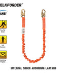 6 Foot Internal Shock Absorbing Restraint Lanyard With Double Forging Snap Hook Connectors Built Tough Worksite Ready For Fall Protection ANSI Z359.13-2013 Compliant Three Pack Kit, orange lanyard with snap hooks