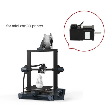 Brake stepper motor, NEMA17 12V, 4-lead, 52 Ncm, model 42HS48-YC-PD, shown mounted on a 3D printer for engraving.