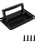 Recessed Flush Pull Handle With Mounting Screws Black Zinc Alloy For Deck Hatch And Toolbox Space Saving Compact Design with screws