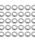 Heavy Duty Stainless Steel Eyeglass Hinge Shims Provide Dead Nuts Secure Support For Rimless Glasses Repair arranged in rows.
