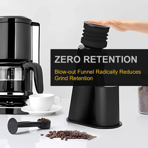 Single Dose Burr Coffee Grinder With Magnetic Dosing Cup Quiet Electric Espresso Grinder For Home Use next to coffee maker