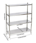 Knockout Four Tier Stainless Steel Shelving Rack With Adjustable Heights And Rock Solid 330 Pounds Heavy Duty Frame Built Tough For Garage Basement Or Kitchen Space Saving Storage Silver dimensions with 4 shelves