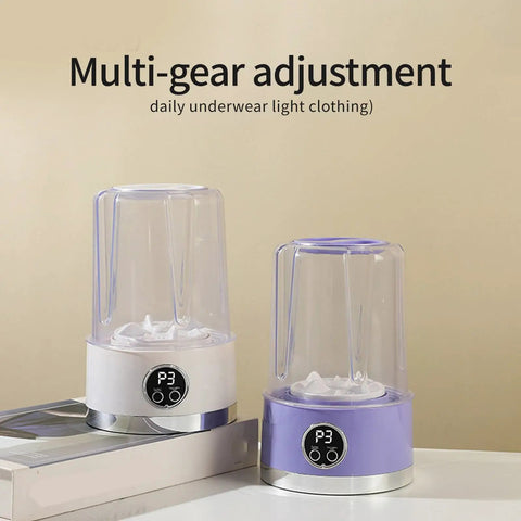 Portable Cordless Laundry Washer With 3000Mah Battery No Sweat Operation For Dorm Rooms And Campout Adventures Hospital Grade Deep Clean Clothes Machine In White, features multi-gear adjustment.