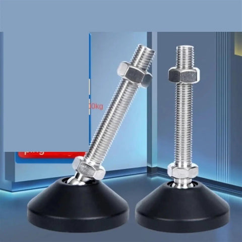 Top Shelf Adjustable Leveling Feet Glide Pads With Hella Sturdy Nylon Base and No Sweat Mounting for Secure Workbench Cabinet Machine Machinery Tool Stand Setup, featuring durable nylon base and threaded bolt.