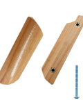Wooden Handle Set 64mm Hole Centers Decorative Furniture Pulls Painted Smooth Finish in natural log color with mounting screws, pack of 10.