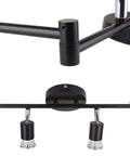 Close-up of Dope Six Light Head Adjustable LED Track Lighting Kit With Three Bar Layout And Flexible Arms, Matte Black detail